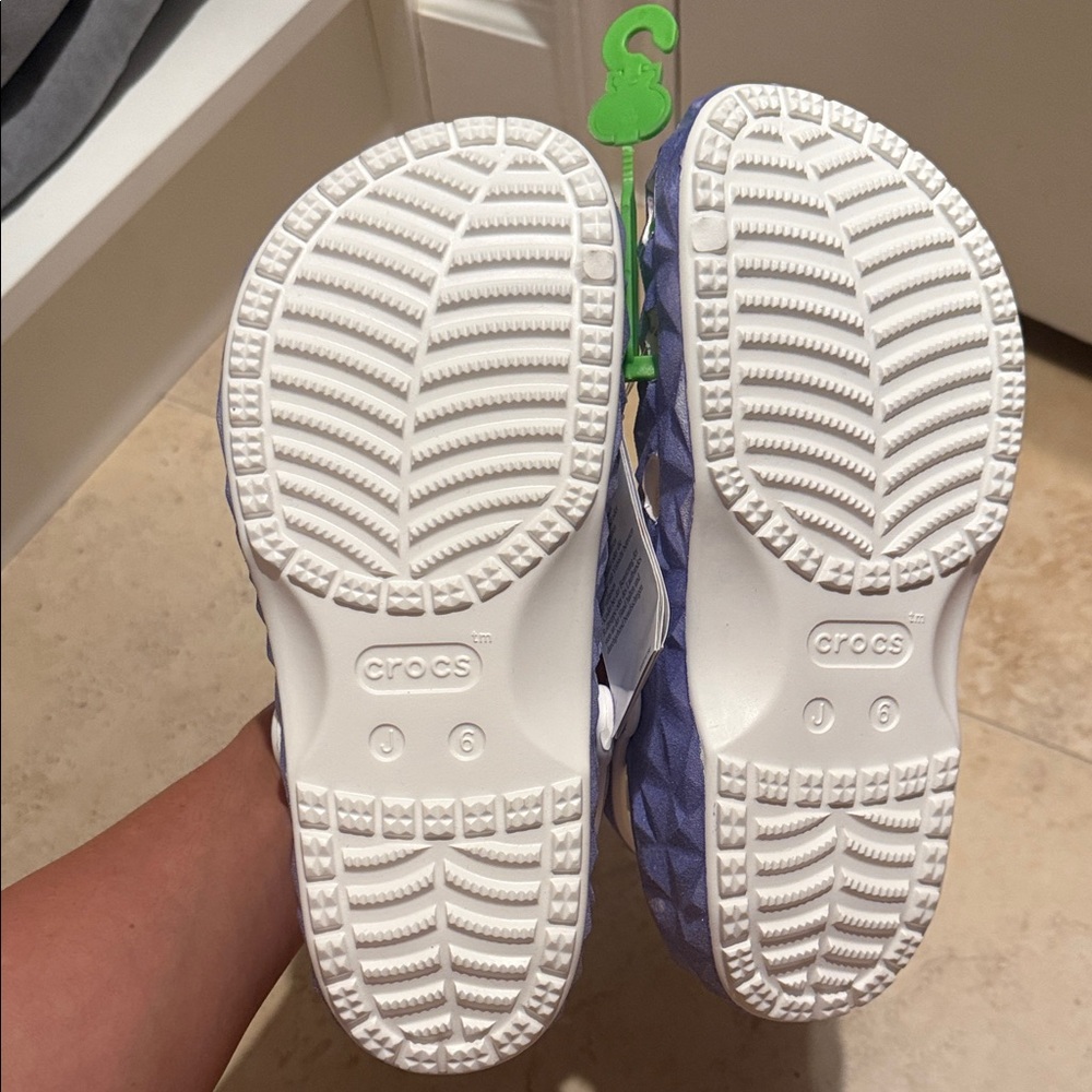 NWT! CROCS Kids' Classic Iridescent Purple Geo Clogs Size J6 - Picture 4 of 6